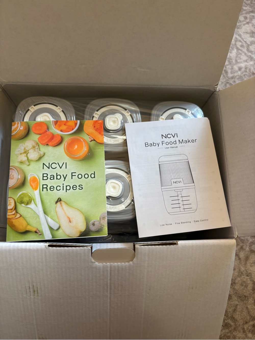 NCVI Baby Food Maker with Recipe Book - White/Clear Jars